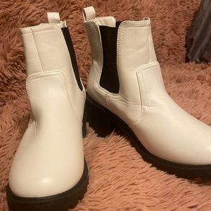 forever 21 faux leather/pleather lug sole booties